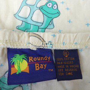 TuRTLeS Vintage 90s Roundy Bay Novelty Pull On Pants Cotton Crop Pale Yellow XL